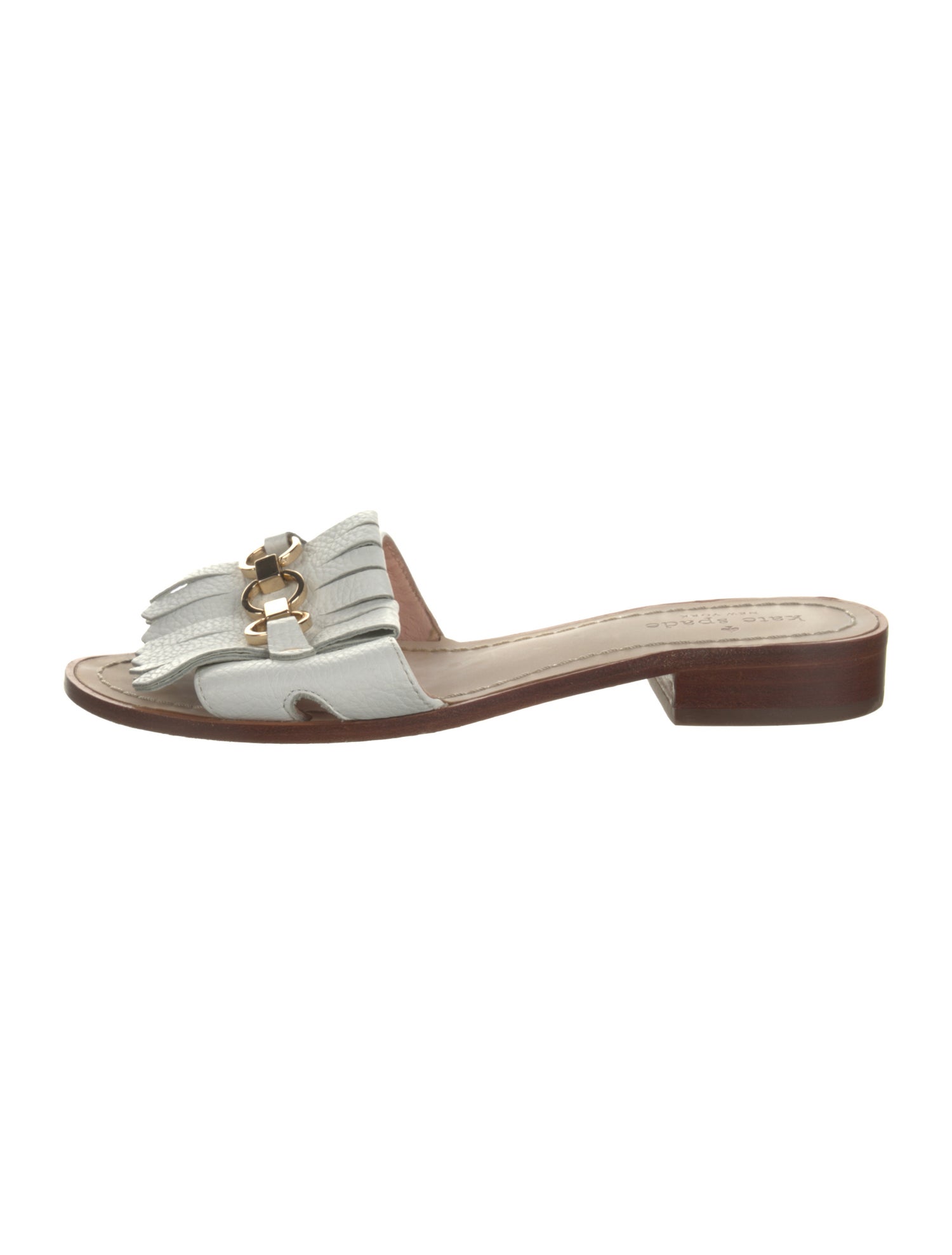 Kate Spade New York Leather Fringe Trim Accent Slides