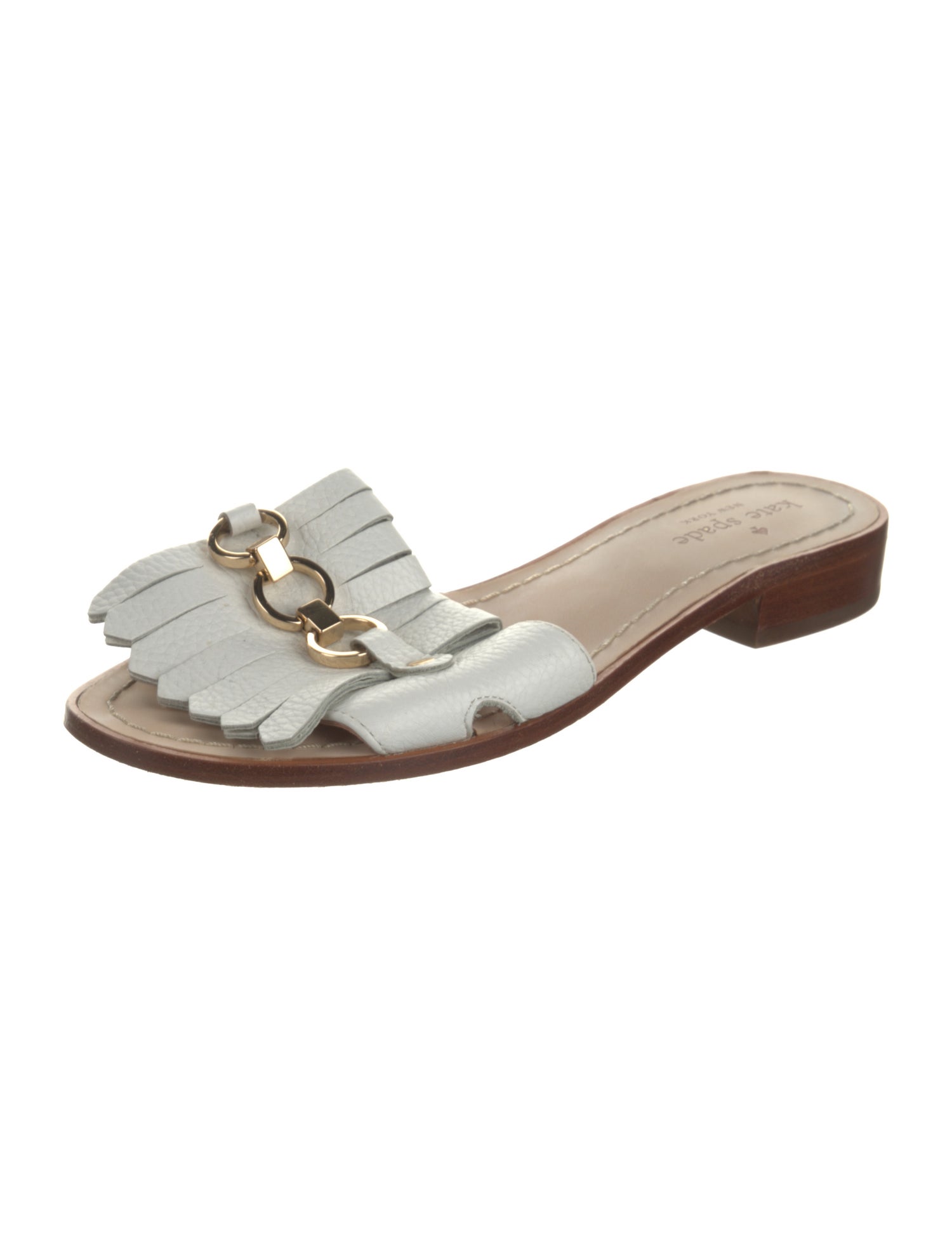 Kate Spade New York Leather Fringe Trim Accent Slides