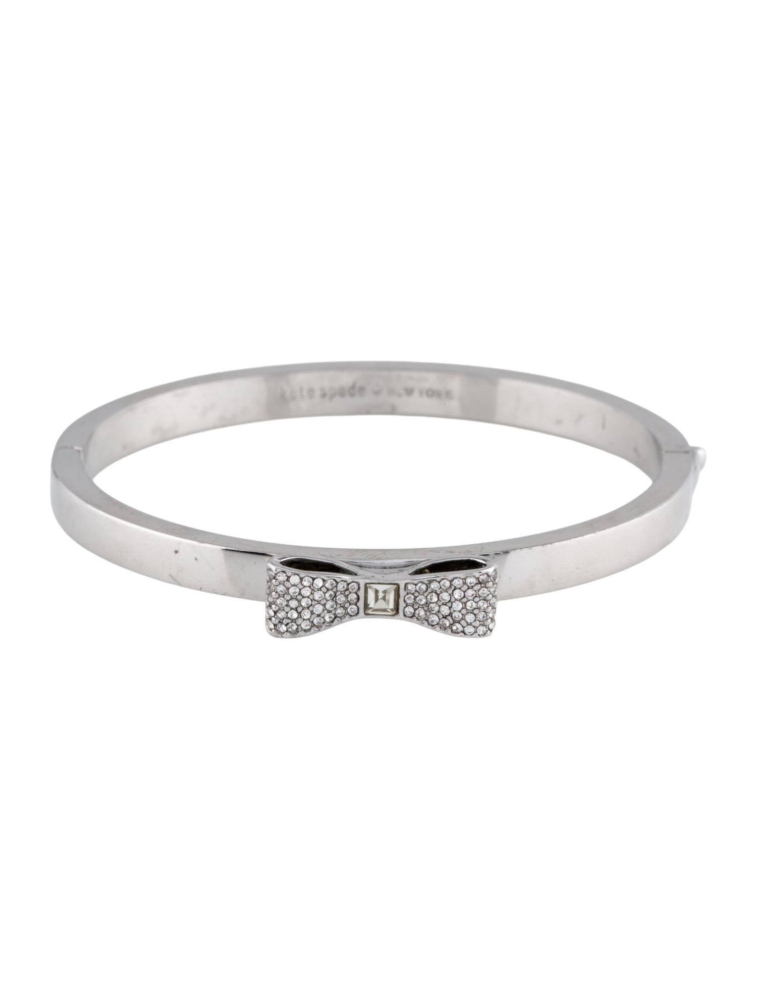 Kate Spade New York Crystal Bow Hinged Bangle Bracelet