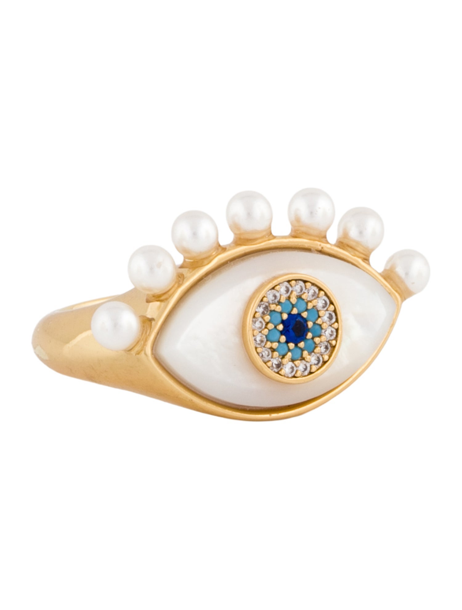 Kate Spade New York Mother of Pearl, Faux Pearl & Crystal Cocktail Ring