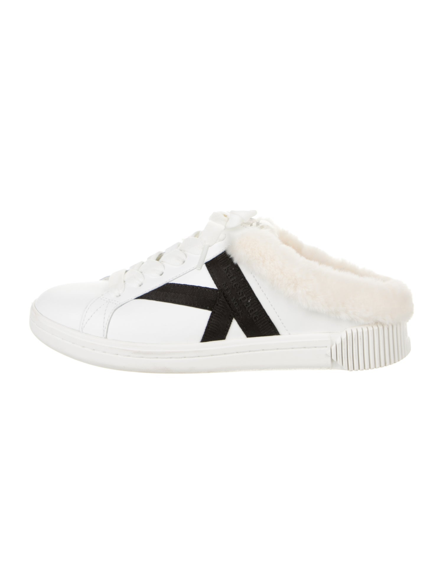 Kate Spade New York Leather Faux Fur Trim Sneakers