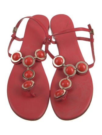 Kate Spade New York Leather Beaded Accents T-Strap Sandals