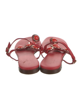 Kate Spade New York Leather Beaded Accents T-Strap Sandals