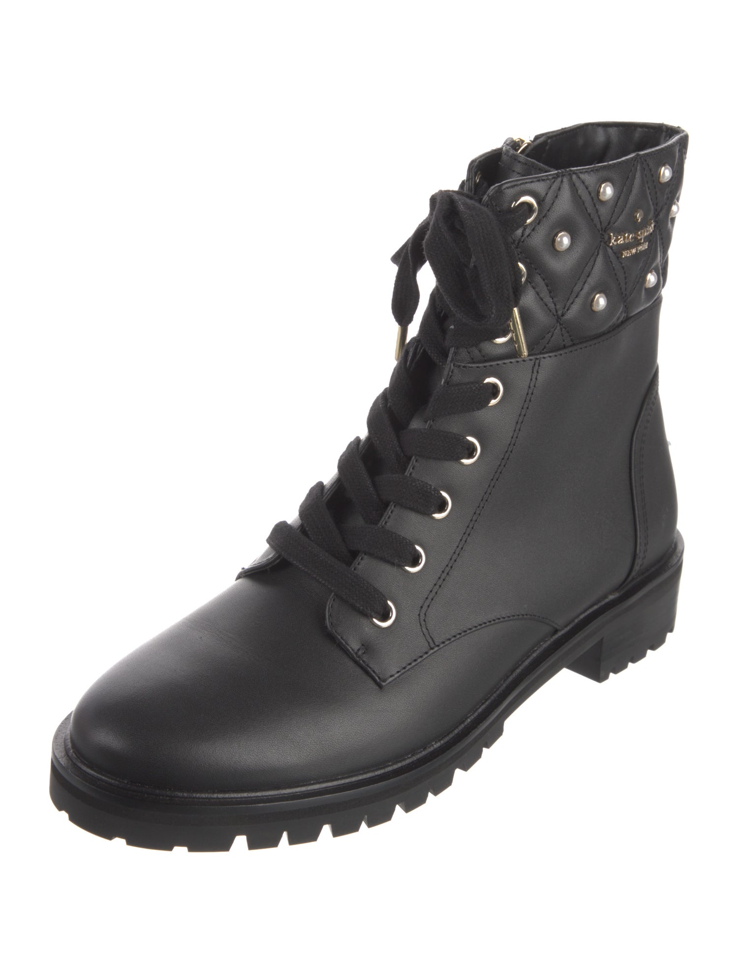 Kate Spade New York Leather Studded Accents Combat Boots