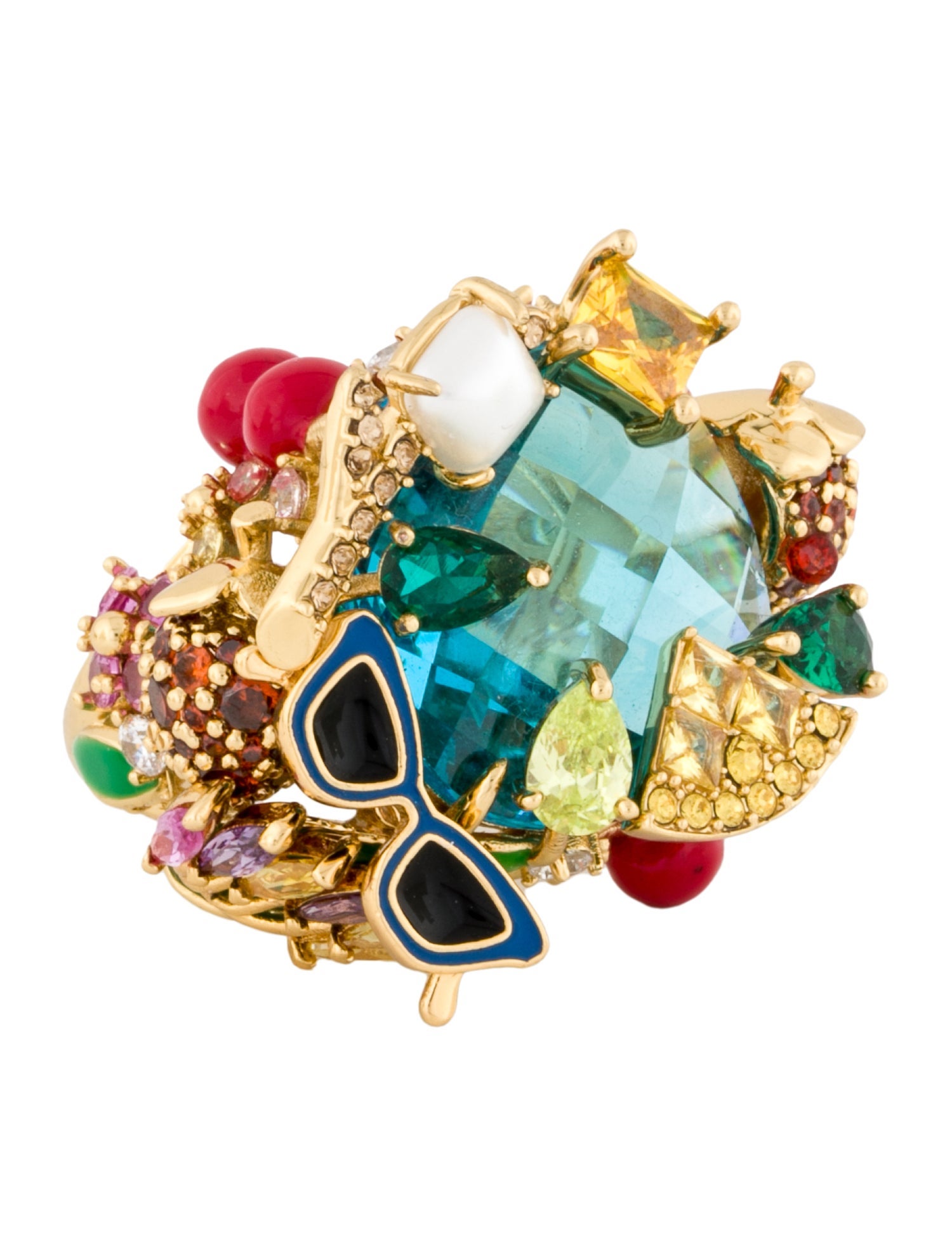 Kate Spade New York Faux Pearl & Multicolor Crystal "Sweet Treasures" Cocktail Ring