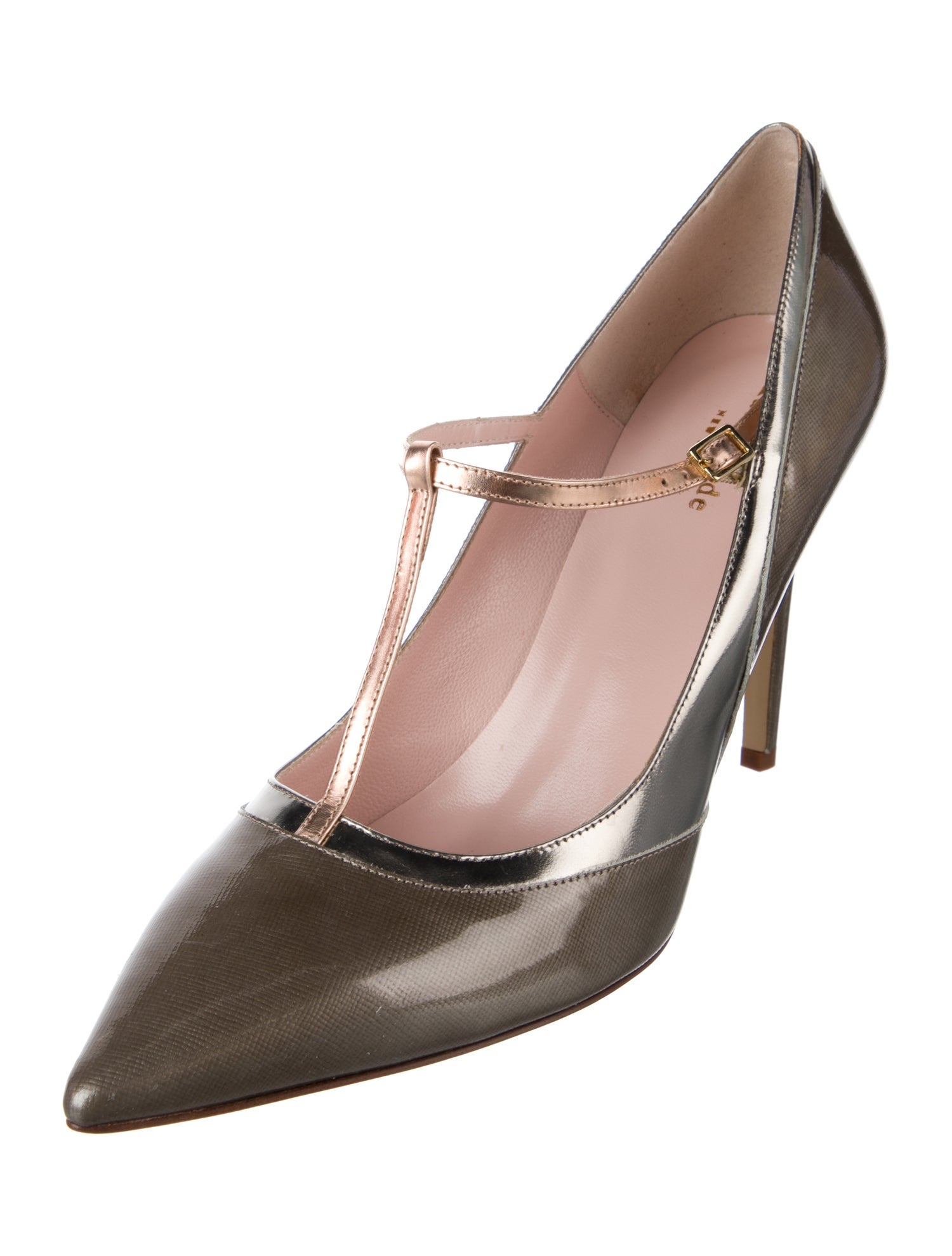 Kate Spade New York Leather Studded Accents T-Strap Pumps