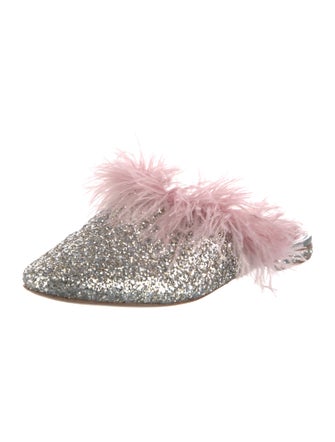 Kate Spade New York Glitter Feather Trim Mules