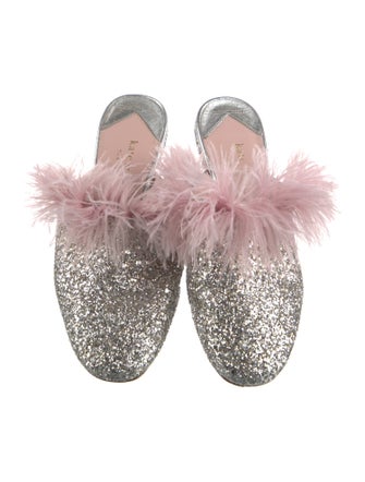 Kate Spade New York Glitter Feather Trim Mules