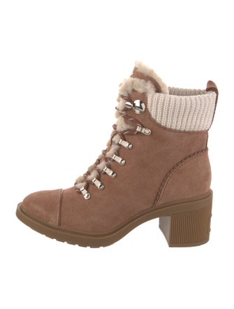 Kate Spade New York Suede Fur Trim Combat Boots