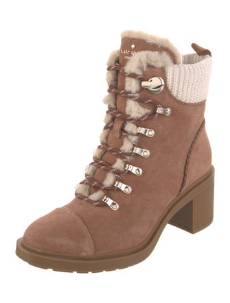 Kate Spade New York Suede Fur Trim Combat Boots