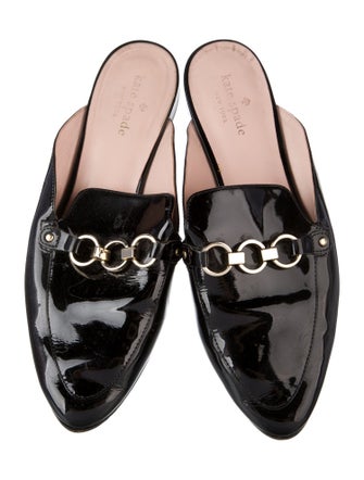 Kate Spade New York Patent Leather Chain-Link Accents Mules