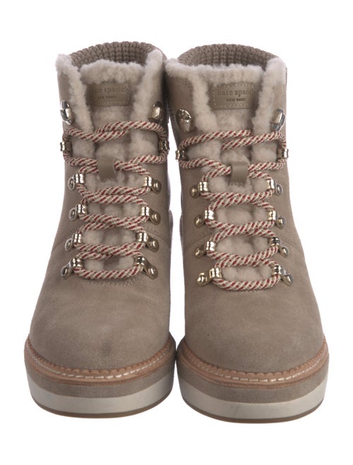 Kate Spade New York Suede Faux Fur Trim Lace-Up Boots