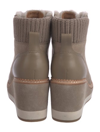 Kate Spade New York Suede Faux Fur Trim Lace-Up Boots