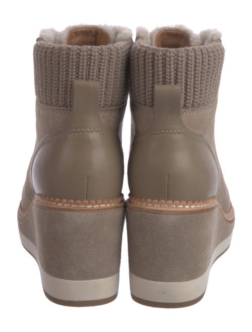 Kate Spade New York Suede Faux Fur Trim Lace-Up Boots