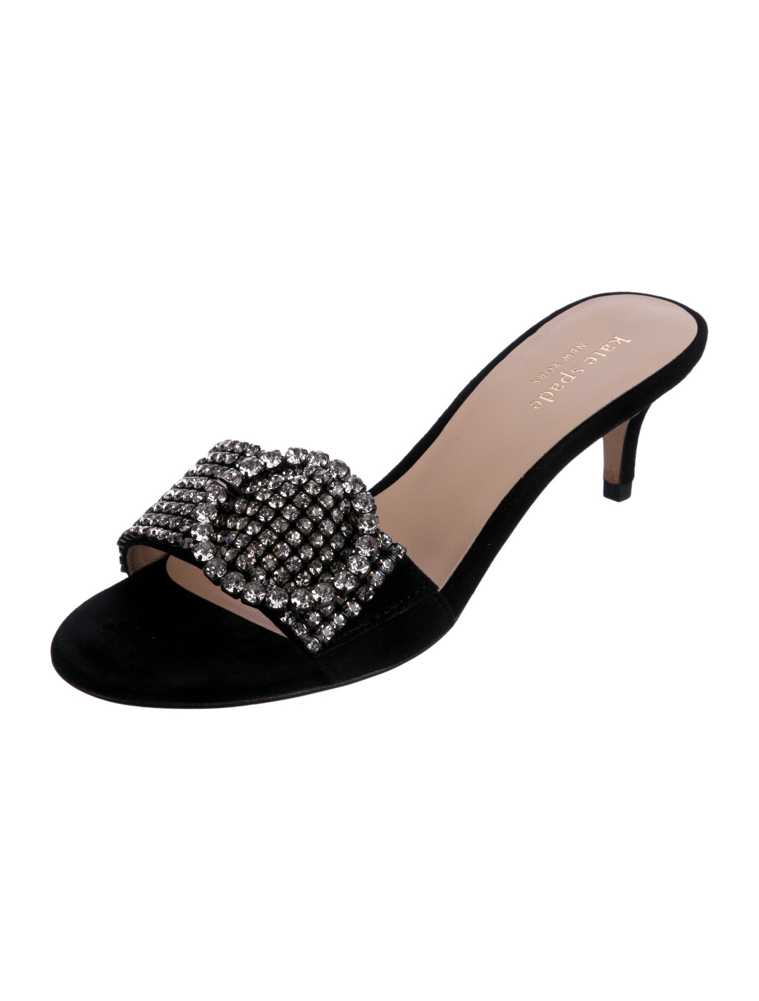 Kate Spade New York Suede Crystal Embellishments Slides w/ Tags