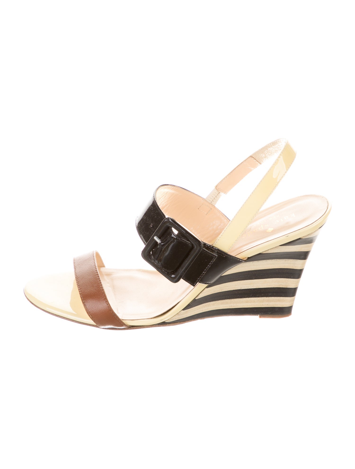 Kate Spade New York Patent Leather Striped Slingback Sandals