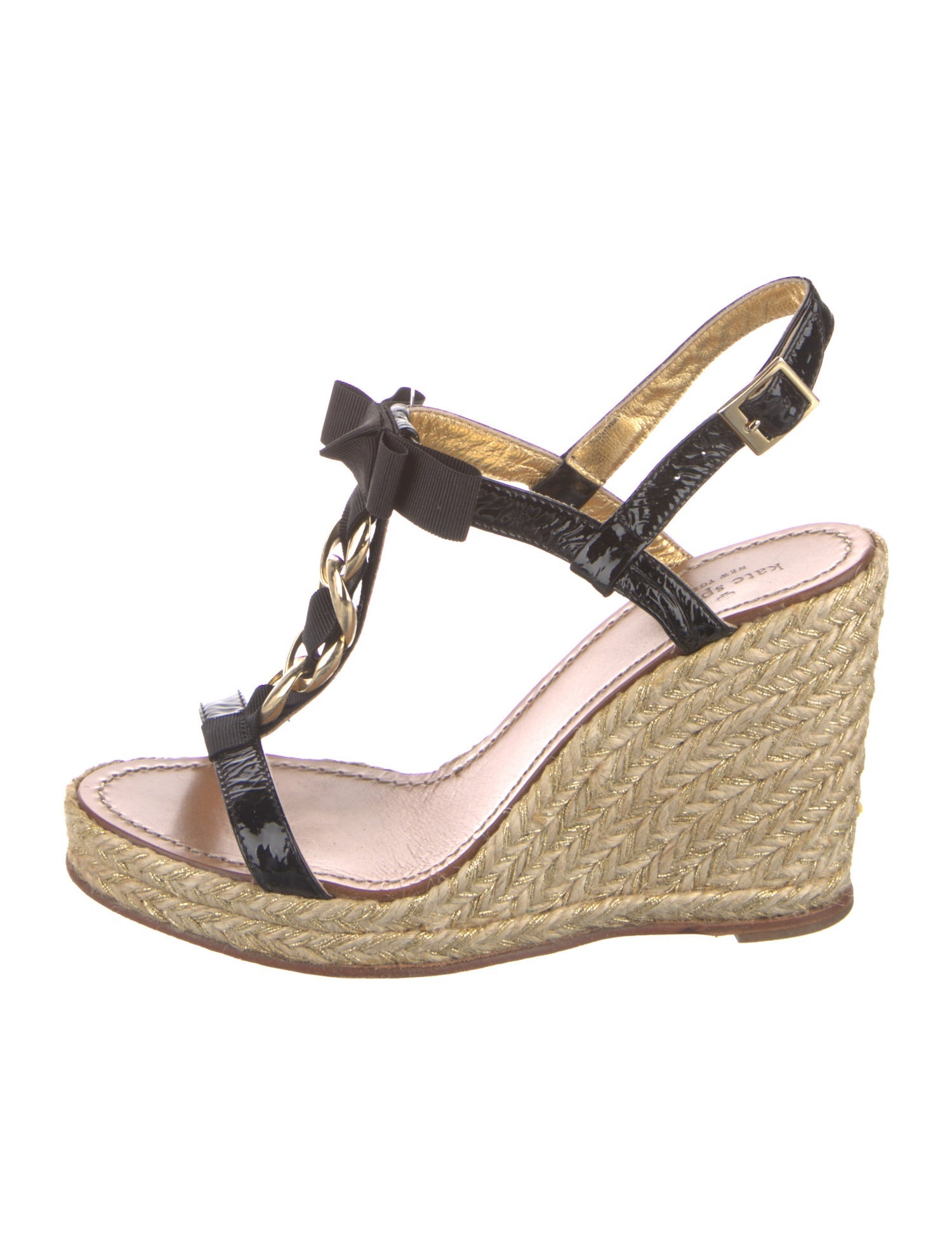 Kate Spade New York Patent Leather Chain-Link Accents Espadrilles