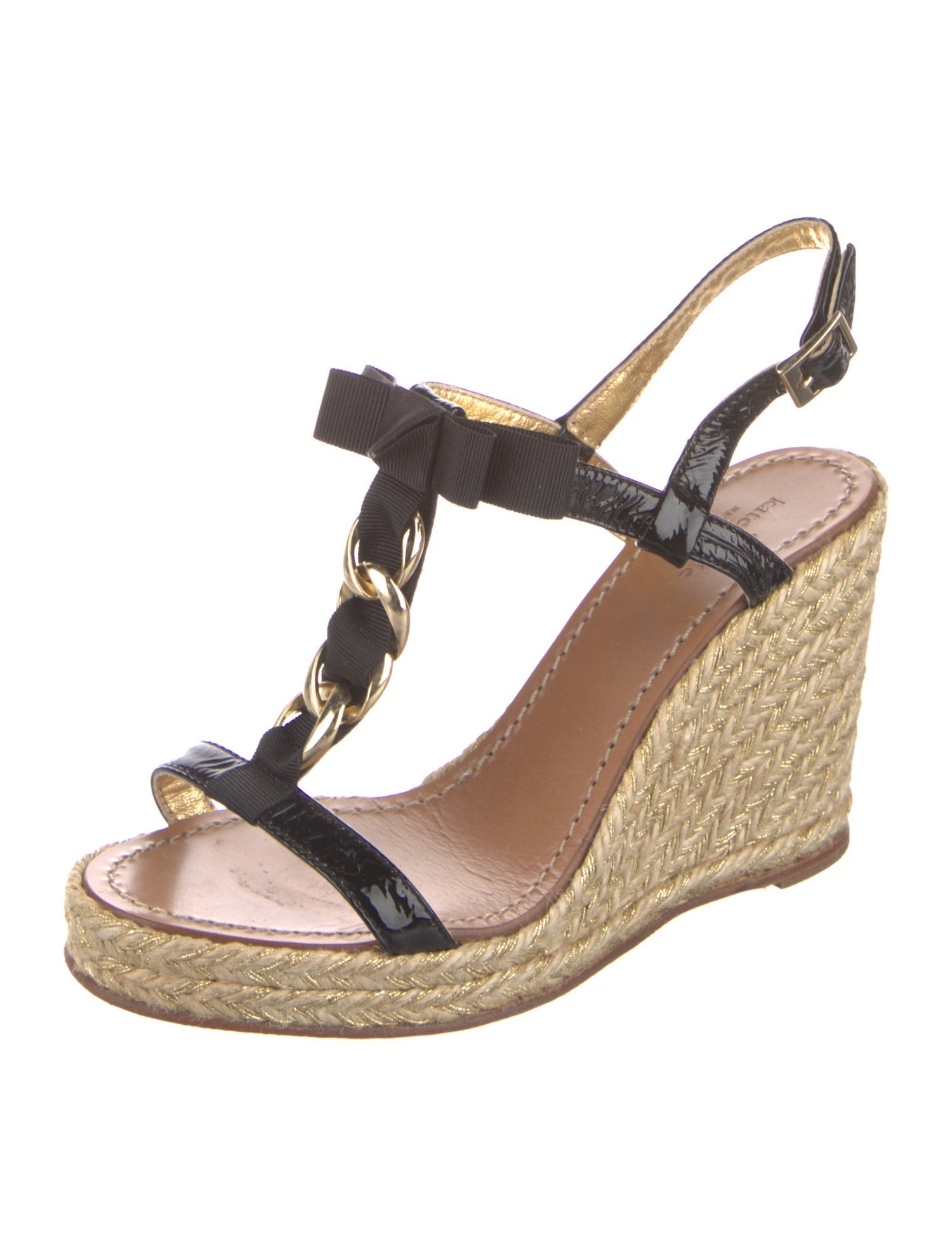 Kate Spade New York Patent Leather Chain-Link Accents Espadrilles