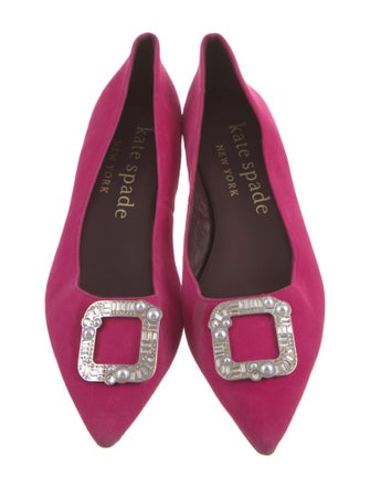 Kate Spade New York Suede Crystal Embellishments Ballet Flats