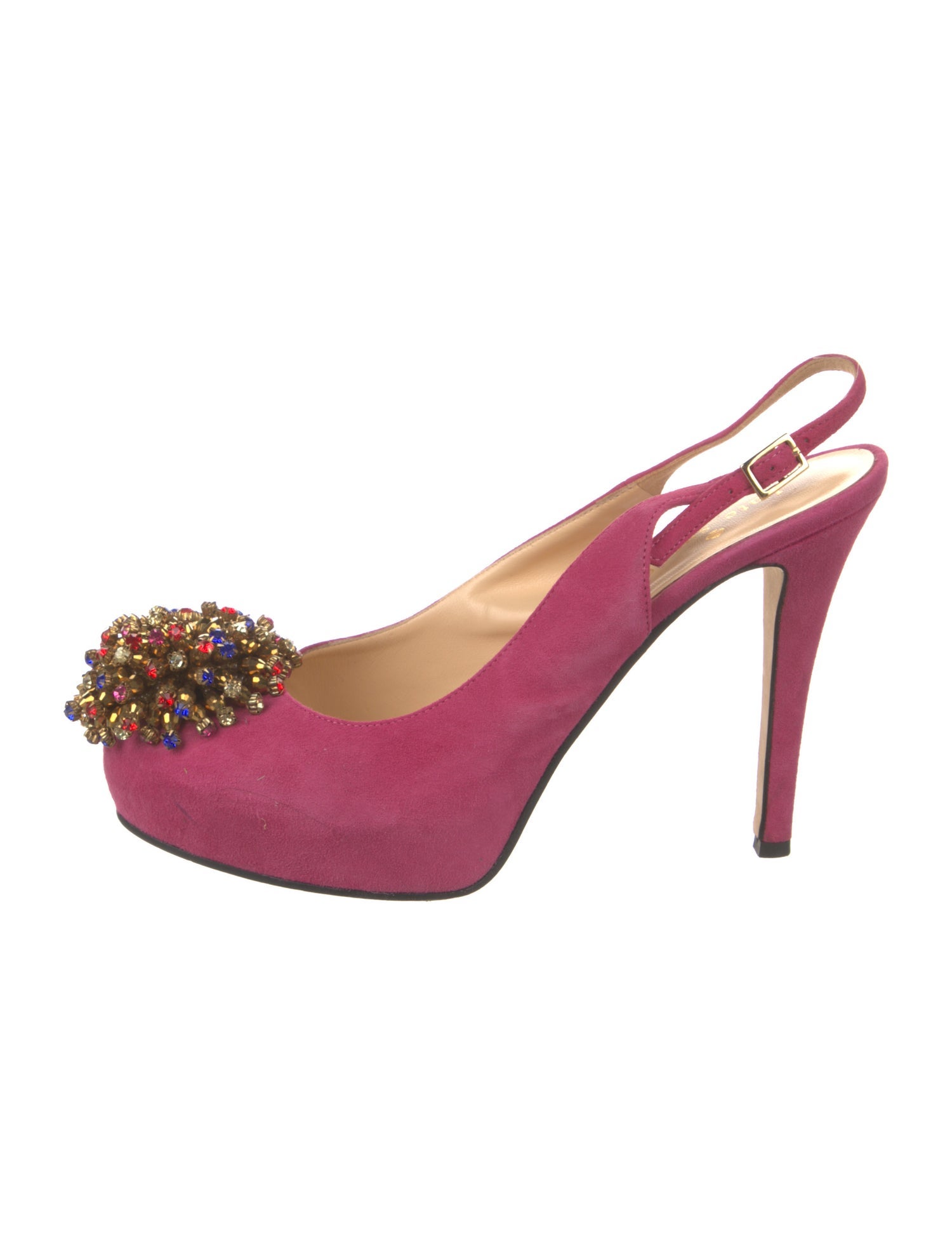 Kate Spade New York Suede Crystal Embellishments Slingback Pumps