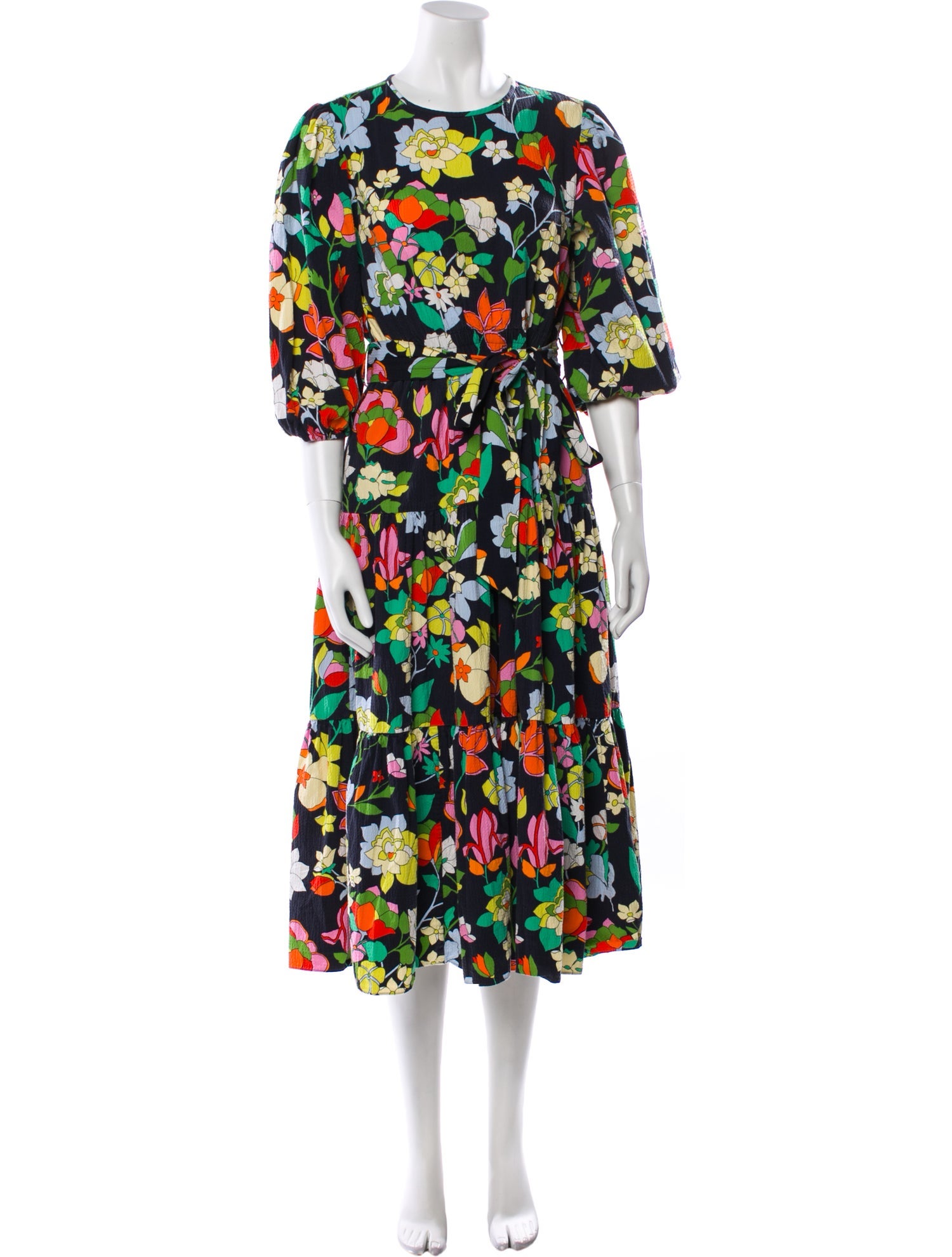 Kate Spade New York Floral Print Midi Length Dress