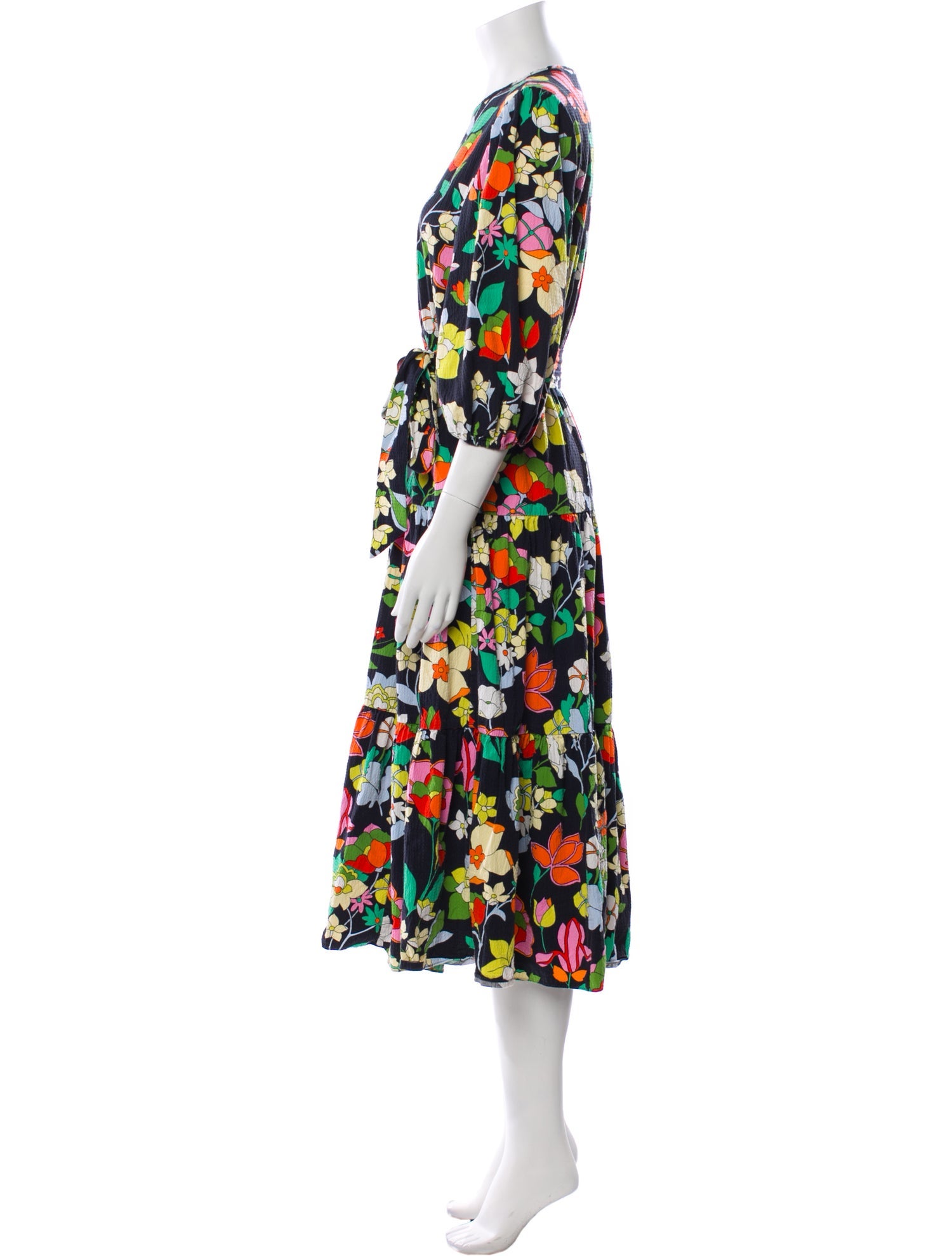 Kate Spade New York Floral Print Midi Length Dress