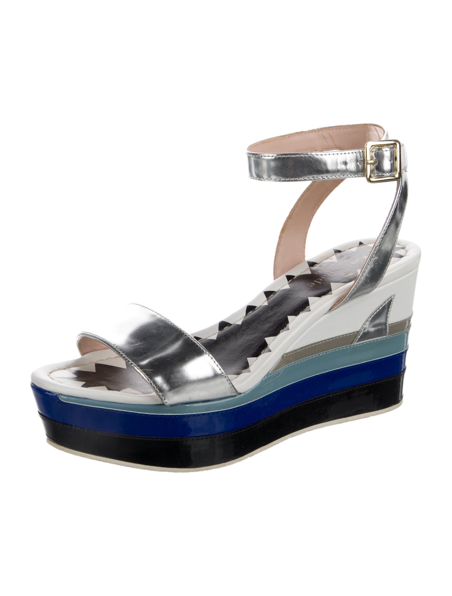 Kate Spade New York Patent Leather Colorblock Pattern Sandals
