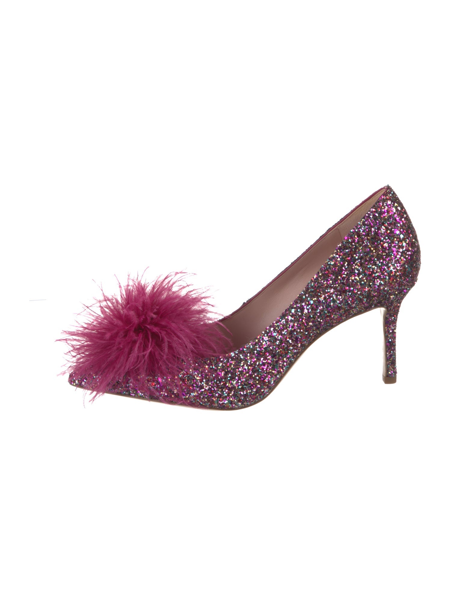 Kate Spade New York Glitter Feather Trim Pumps
