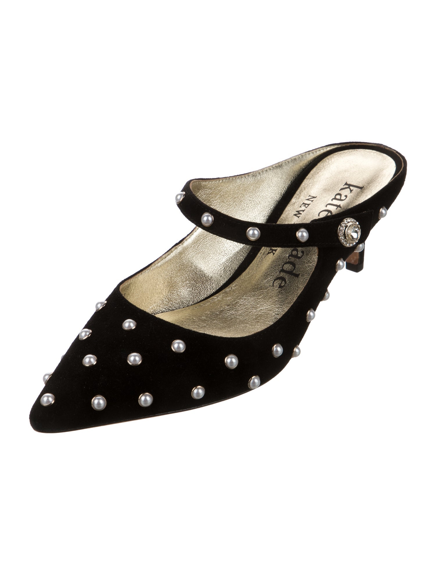 Kate Spade New York Suede Crystal Embellishments Mules