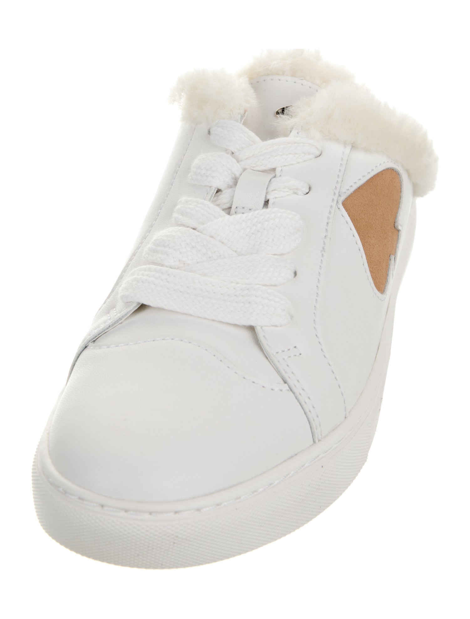 Kate Spade New York Leather Fur Trim Sneakers
