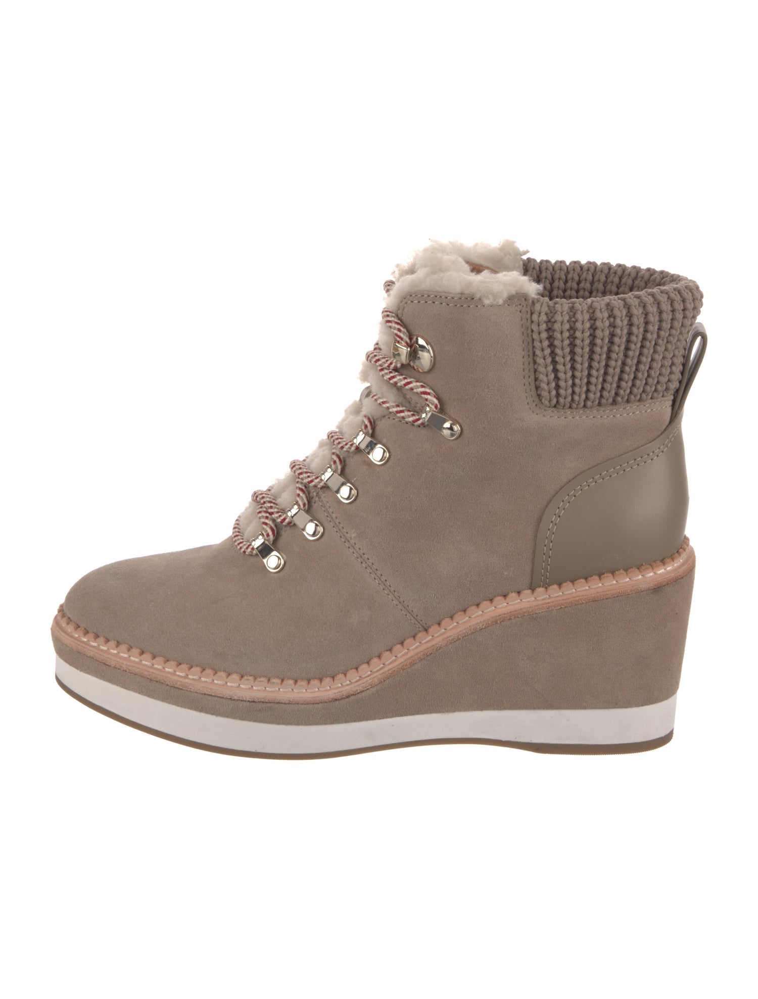 Kate Spade New York Suede Faux Fur Trim Lace-Up Boots