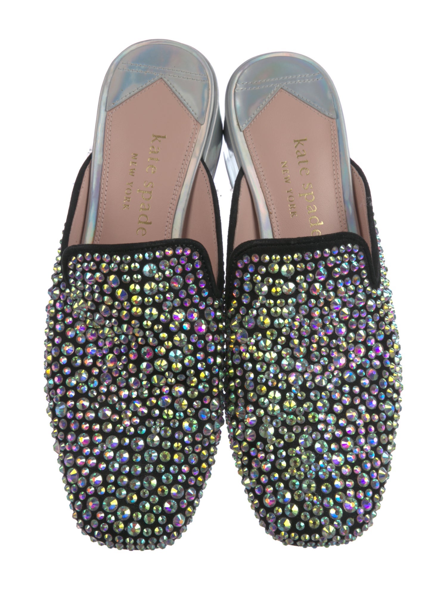 Kate Spade New York Suede Crystal Embellishments Mules