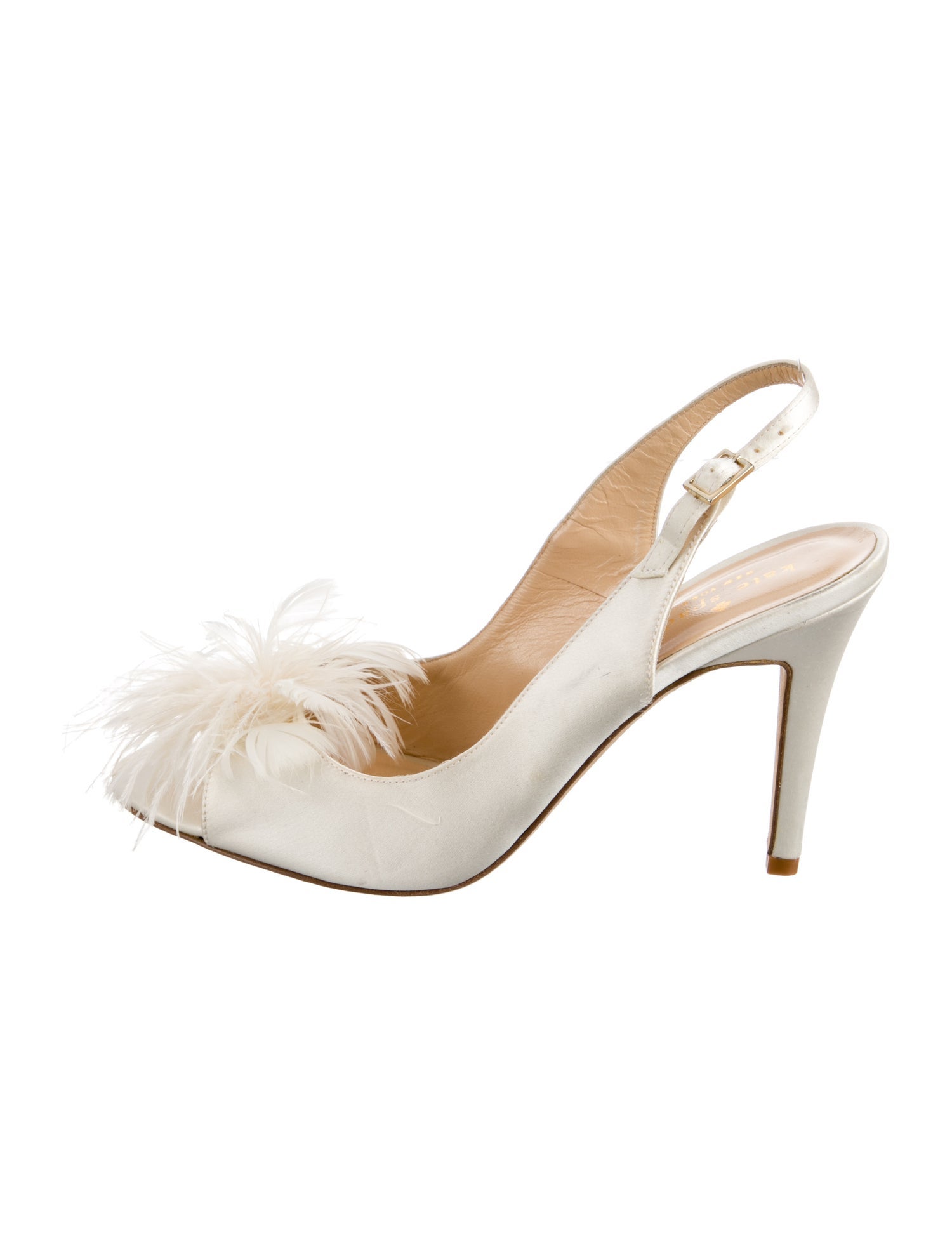 Kate Spade New York Satin Feather Trim Slingback Pumps