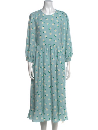 Kate Spade New York Floral Print Midi Length Dress