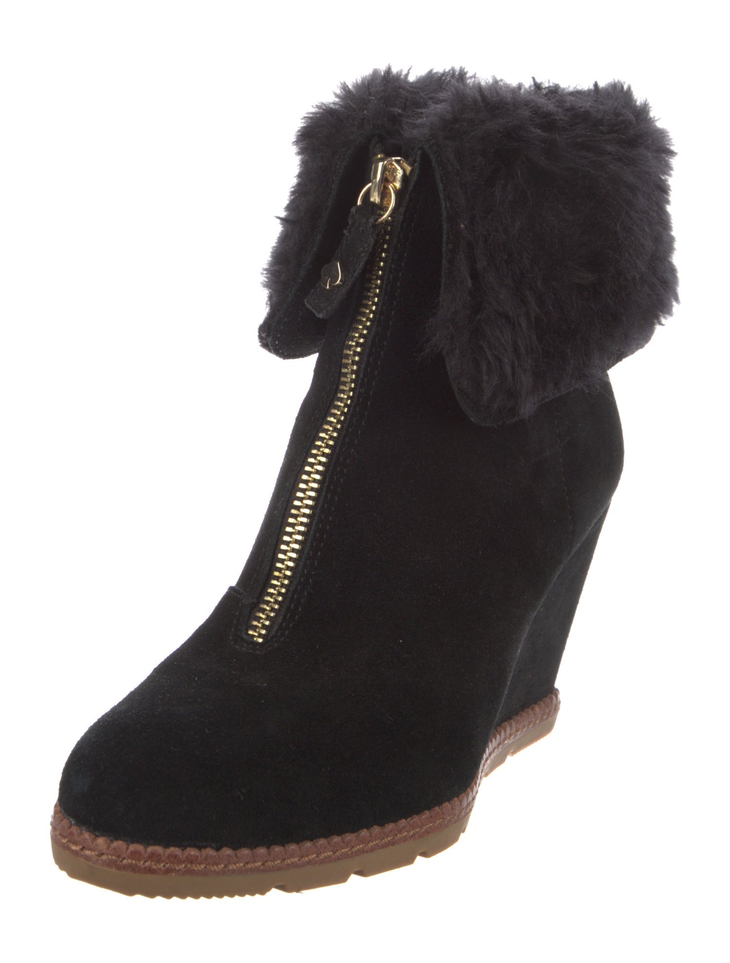 Kate Spade New York Suede Faux Fur Trim Boots
