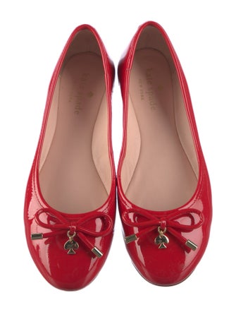 Kate Spade New York Patent Leather Bow Accents Ballet Flats