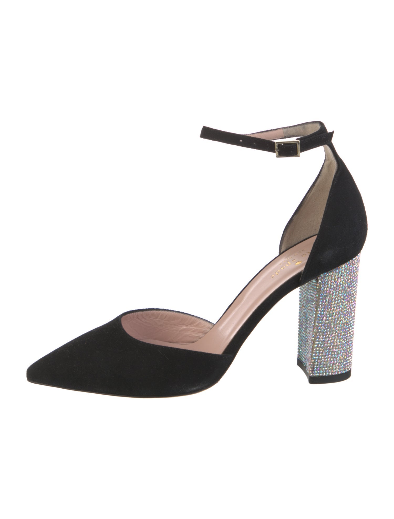 Kate Spade New York Suede Crystal Embellishments D'Orsay Pumps