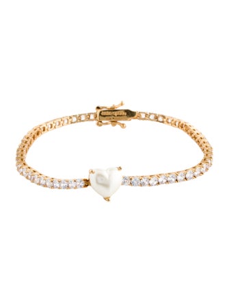 Kate Spade New York Faux Pearl & Cubic Zirconia Heart Link Bracelet