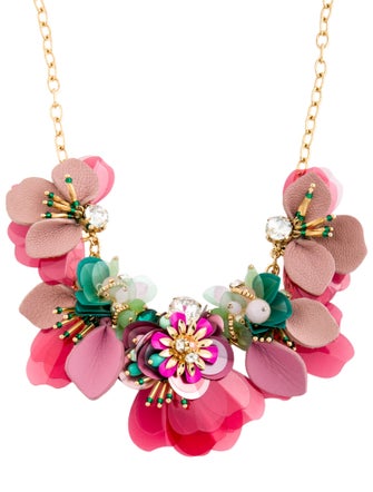 Kate Spade New York Crystal, Bead; Faux Pearl & leather Collar Necklace