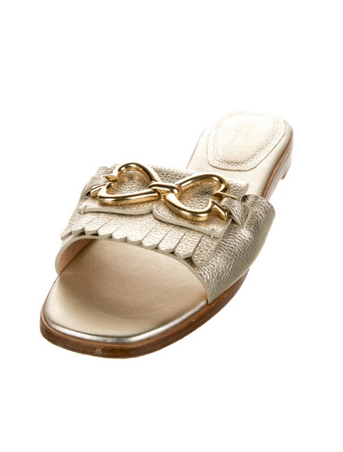 Kate Spade New York Leather Chain-Link Accents Slides