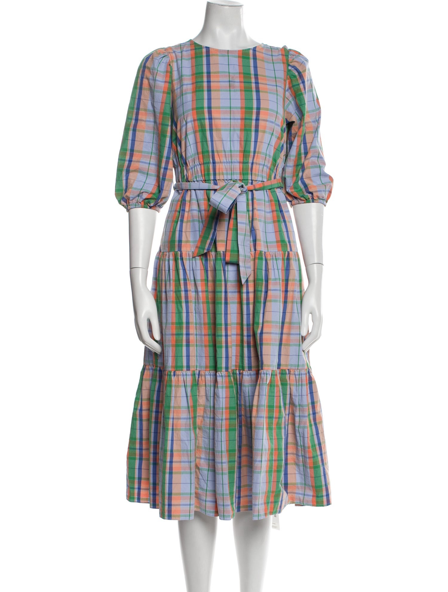 Kate Spade New York Plaid Print Midi Length Dress