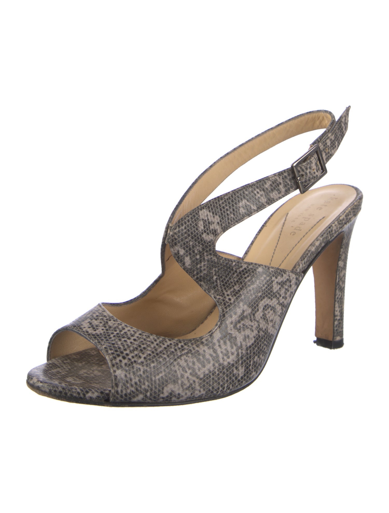Kate Spade New York Embossed Leather Animal Print Slingback Sandals