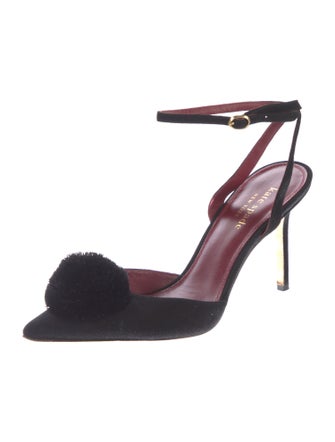 Kate Spade New York Suede Pom-Pom Embellishments Slingback Pumps