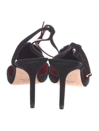 Kate Spade New York Suede Pom-Pom Embellishments Slingback Pumps