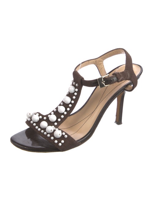 Kate Spade New York Canvas Beaded Accents T-Strap Sandals