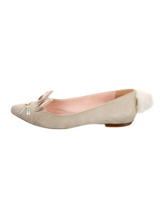 Kate Spade New York Suede Pom-Pom Embellishments Flats