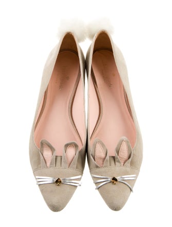 Kate Spade New York Suede Pom-Pom Embellishments Flats