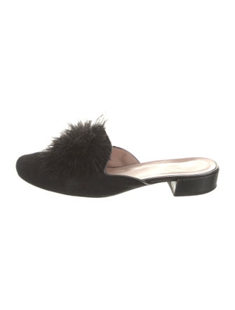 Kate Spade New York Suede Feather Trim Mules