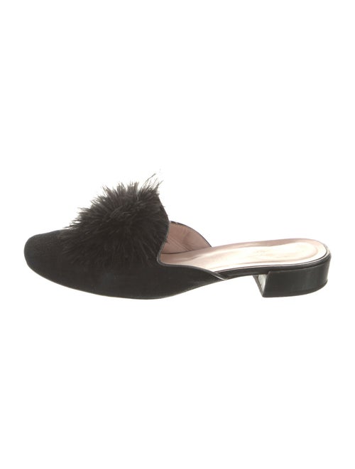 Kate Spade New York Suede Feather Trim Mules