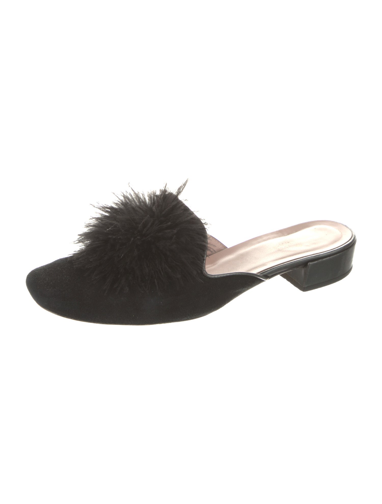 Kate Spade New York Suede Feather Trim Mules